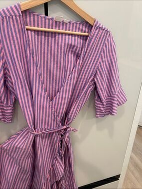 Yeezy Pink and Blue Striped Wrap Dress